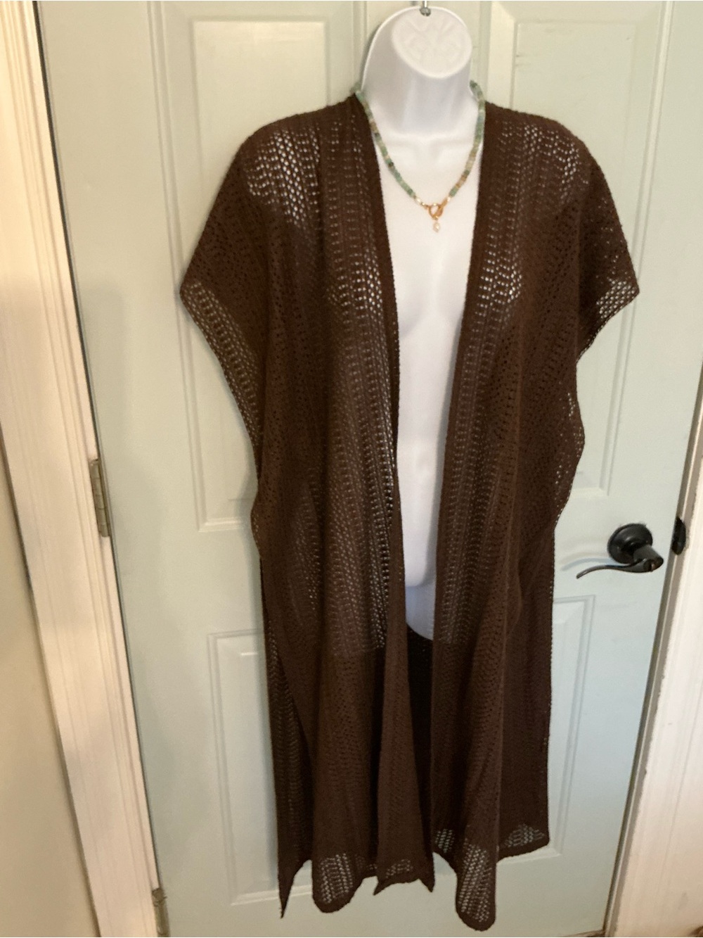 Steve Madden Brown Open-Weave Duster Cape